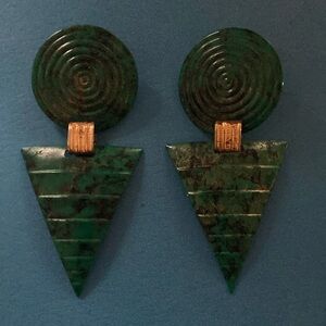 Green Geometric Earrings
